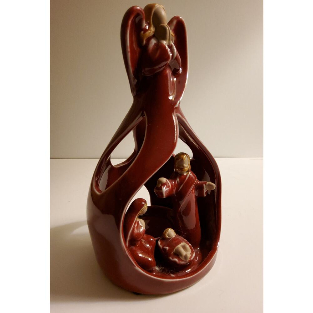 Red Angel Nativity Tealight Holder